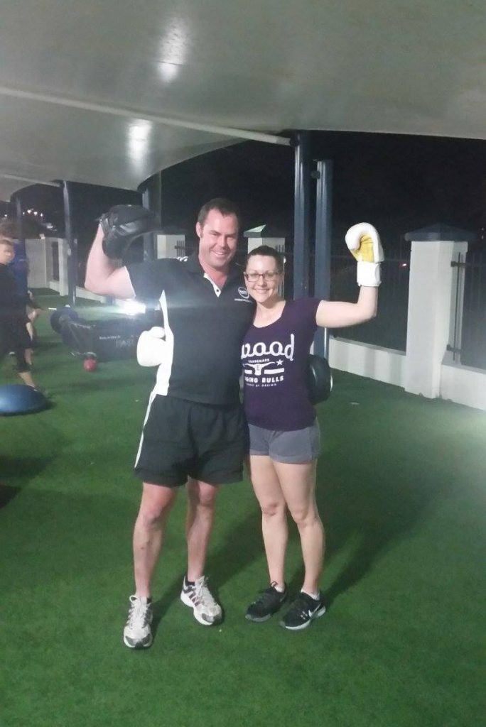 Personal trainer Cannon Hill QLD 4170 Fit health weight loss toned fitness strong healthy Kirrily after boxing training. 3rd Nov 2016